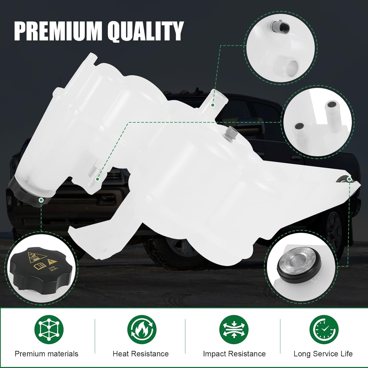 603-839 Engine Coolant Reservoir Tank Replacement For Ram 2500 3500 4500 5500 L6 6.7L 2013-2018, Replace 68096261AA 68166475AB