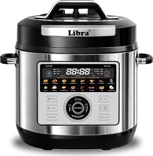Libra 6L Electric Pressure Cooker, 19-in-1 Digital Multi Cooker with 304 Stainless Steel Inner Pot, 1000W, 10 Layer Safet...