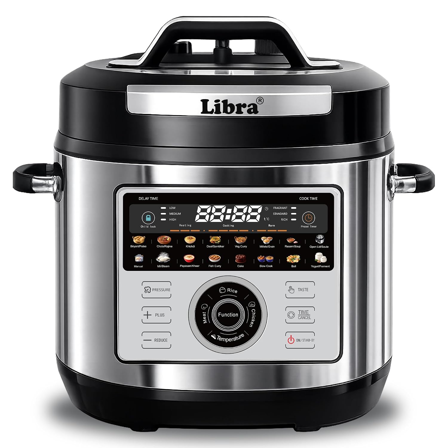 Libra 6L Electric Pressure Cooker, 19-in-1 Digital Multi Cooker with 304 Stainless Steel Inner Pot, 1000W, 10 Layer Safet...