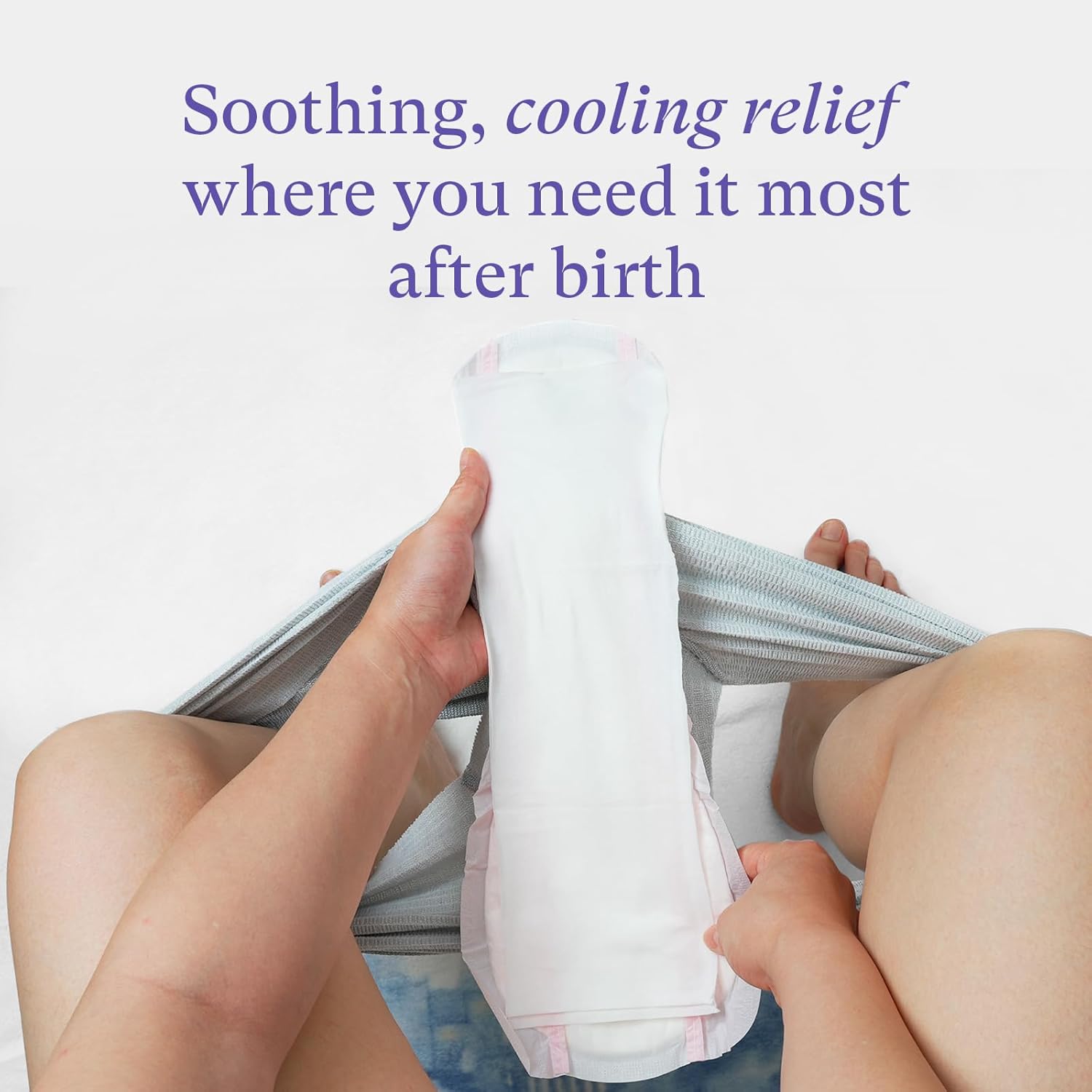 PurComfy Perineal Cooling Pad Liners, Witch Hazel Long Pad Liners for Postpartum Care, Postpartum Essentials for Pain Relief After Birth - 72 Count