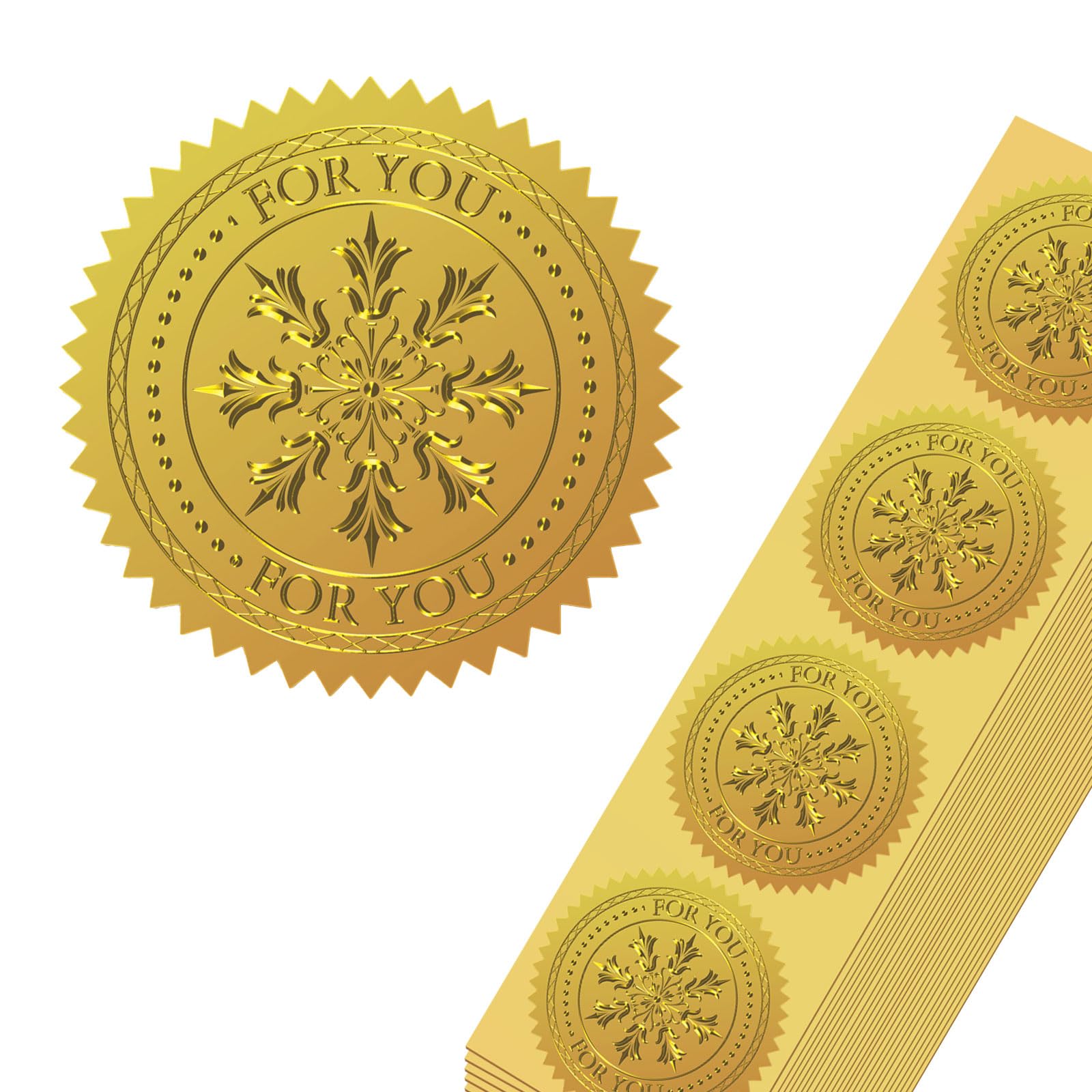 CHGCRAFT 100Pz Sigilli di Certificato in Foglio D'Oro Adesivo di Successo Sigillo di Certificato in Rilievo in Foglio D'Oro per Busta Lettera Di Invito Sconti Gradi