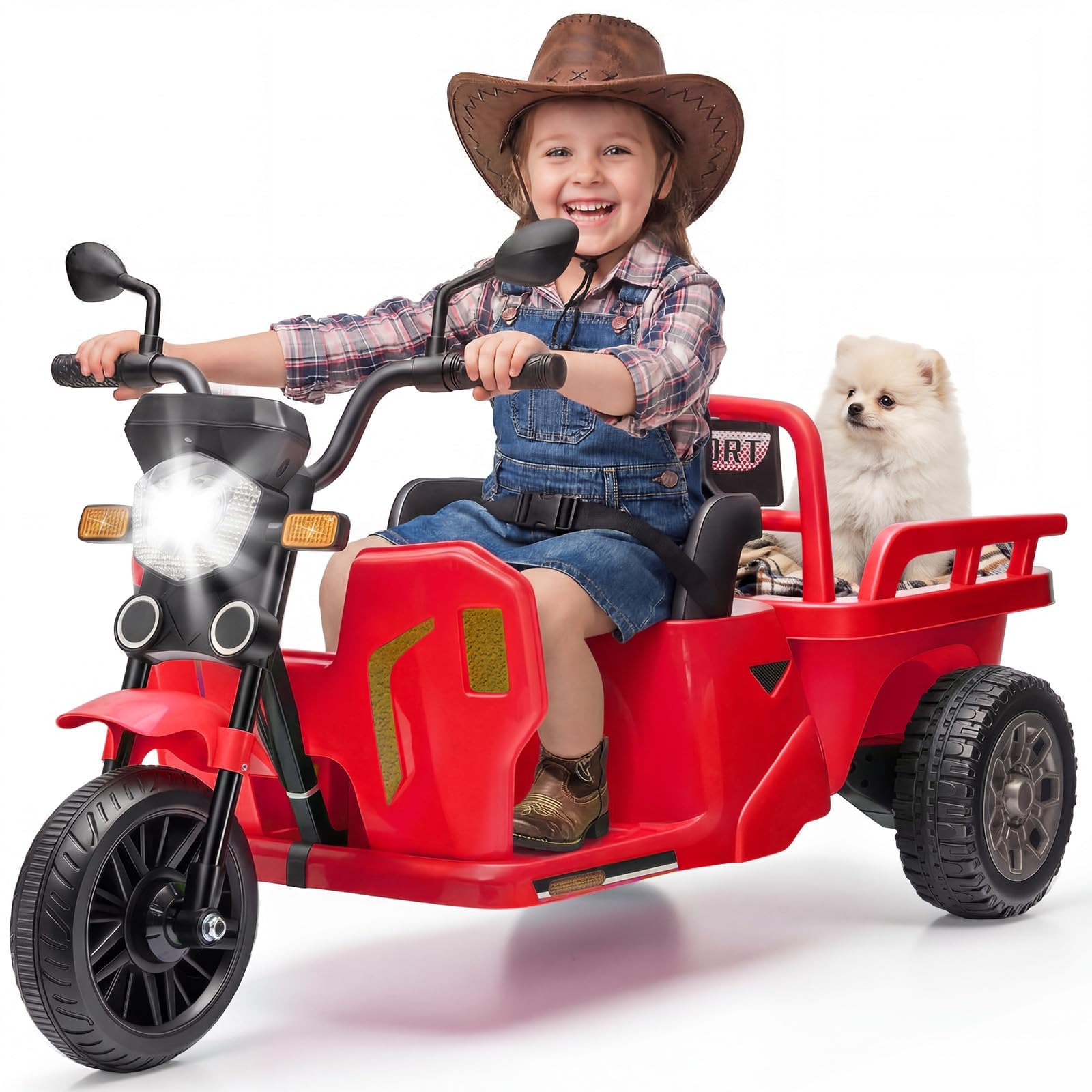 Aptliton 12V Kids Electric Ride-On Motorcycle Trike,Powered Tricycle