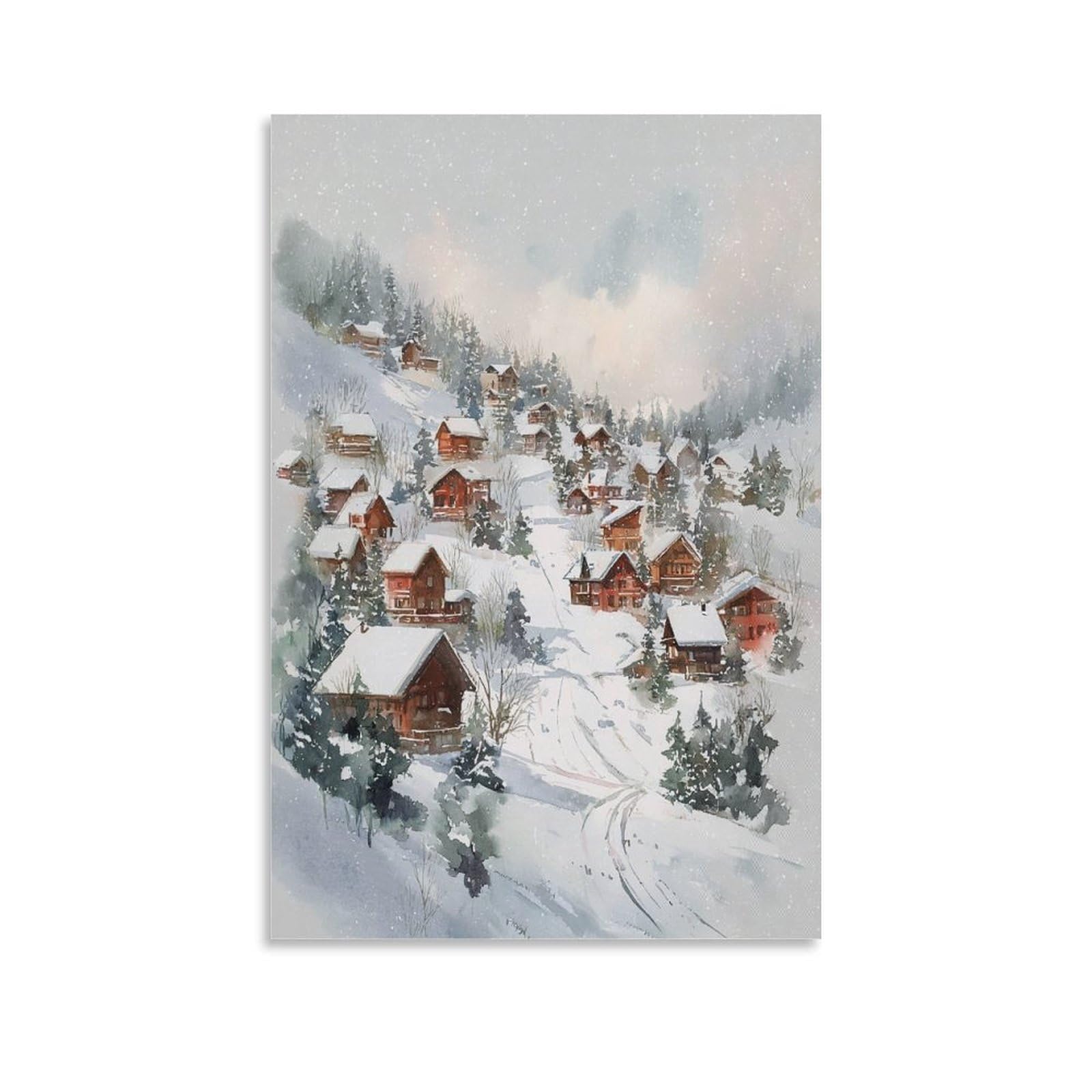 Xwymxz Unframe-Style Steamboat Springs Winter 20X30inch(50X75cm) Vintage Travel Poster Watercolor Canvas Art