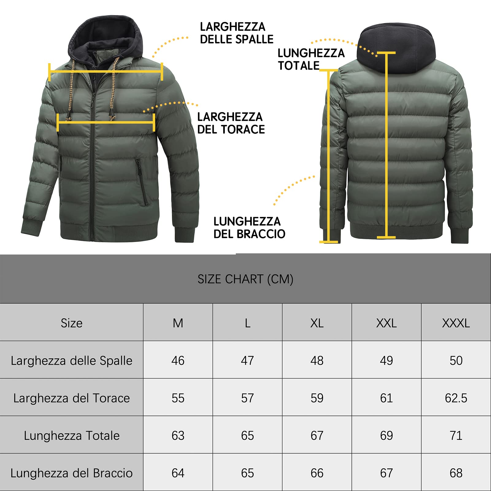 TONY BACKER Giubbotto Jacket Giacca Uomo Invernale con Cappuccio, Giubbino Giacchetto Uomo Giubbini Giubbotti Invernali Caldo Antivento