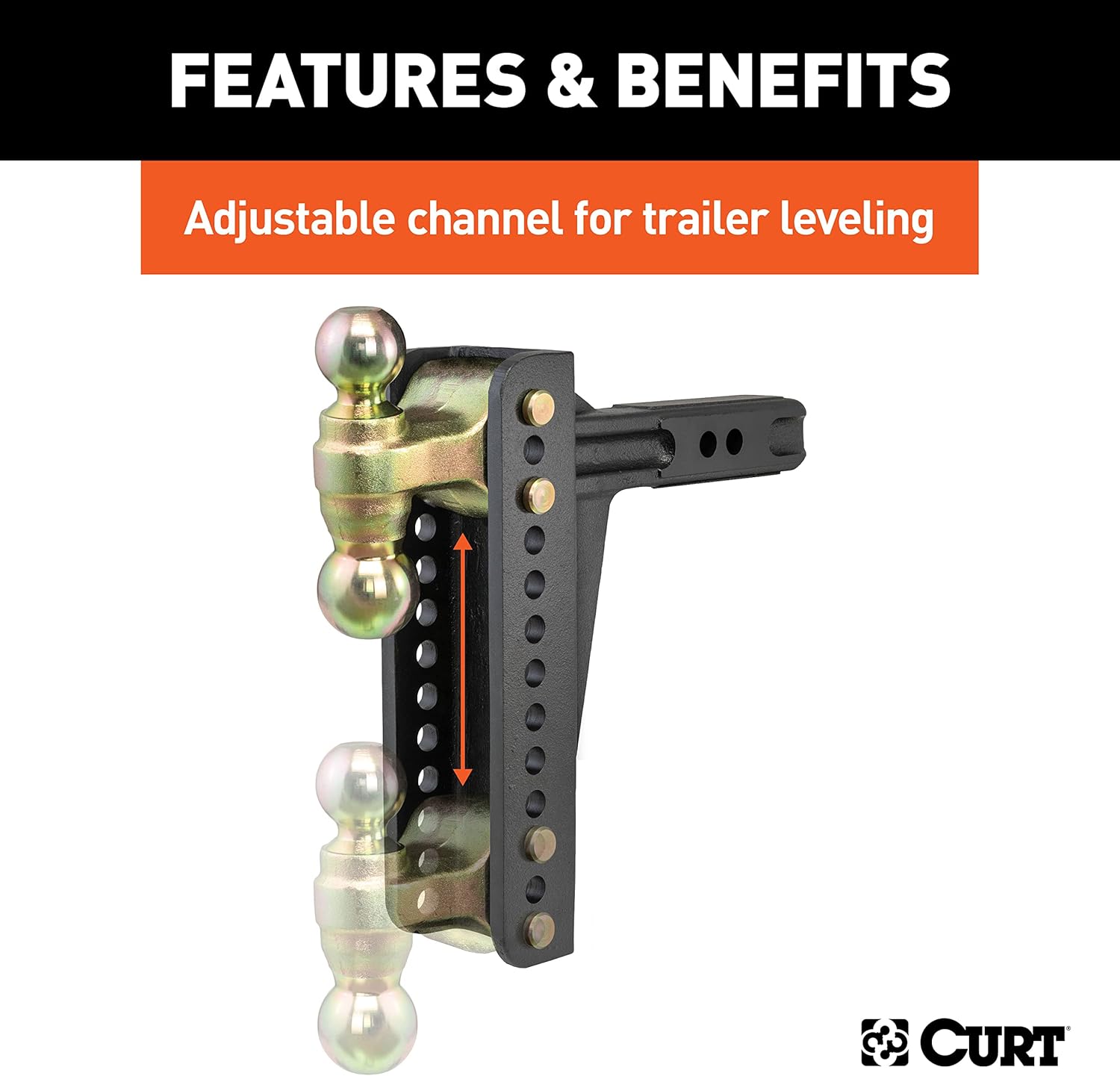 Adjustable Channel Mount with Dual Ball (2" Shank, 14,000 lbs., 10-1/8" Drop)