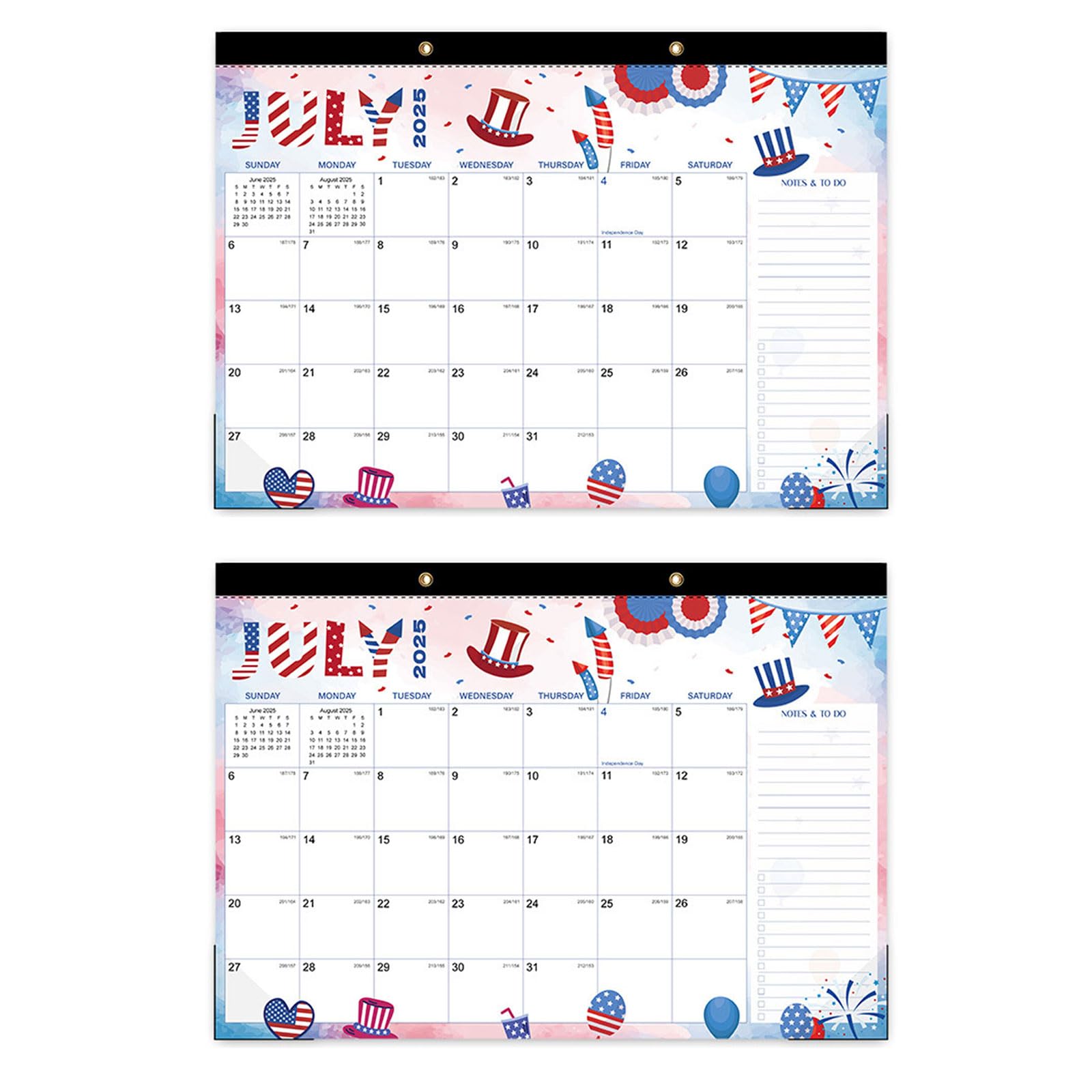Xinsheinelry 2Pcs 2025-2026 Wall Calendar Twin-Coil Binding 18 Month From July 2025 to Dec 2026 for Home Decoration Desk