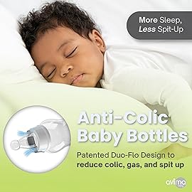 Avima 4 oz Anti Colic Baby Bottle Set - Slow Flow Nipples Included, Standard Neck, BPA Free - Newborn 0-3 Months, Stage 1 Feeding for Gas, Spit Up & Colic (Set of 8)