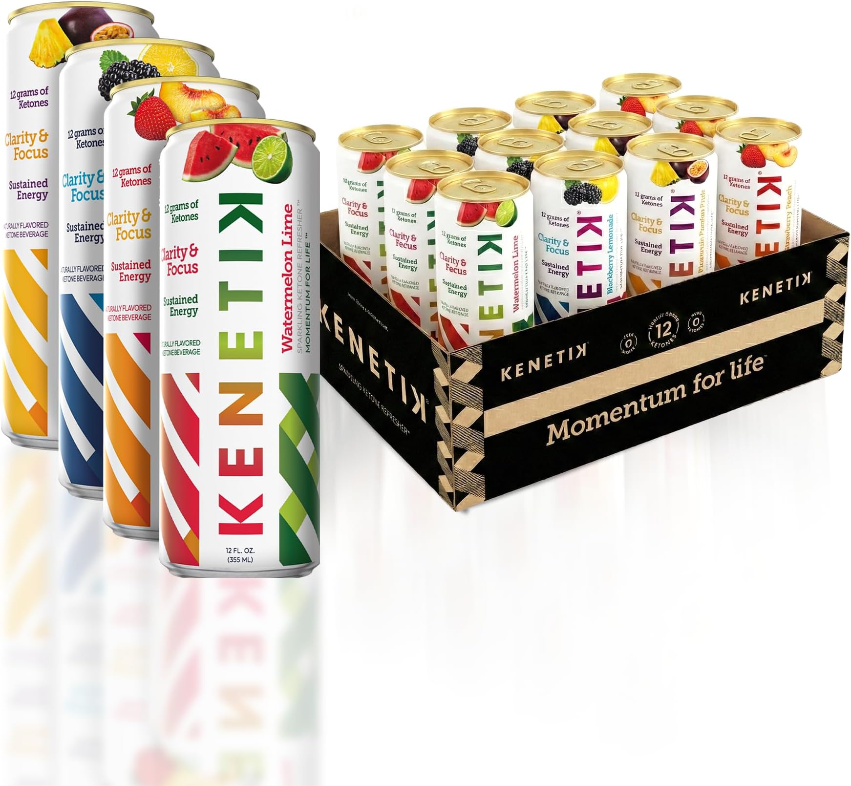 - Caffeine-Free Focus Drink – Brain Fuel for Mental Clarity and Cognitive Endurance, Sugar-Free, Bioidentical Ketones (D-BHB), 12oz – 12 Pack, Variety