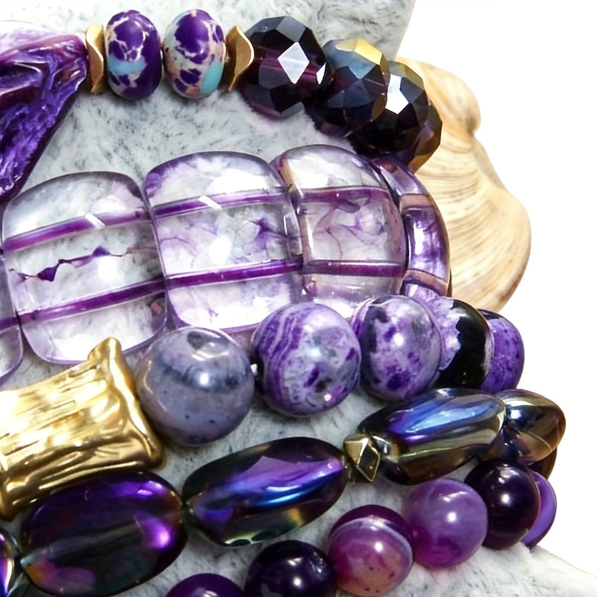 ZOSOJONA 5Pcs Boho Stackable Beaded Bracelets with Crystal Agate Pendant, Stretch Elastic Charm Bracelets for Women Jewelry Gifts - Image 6