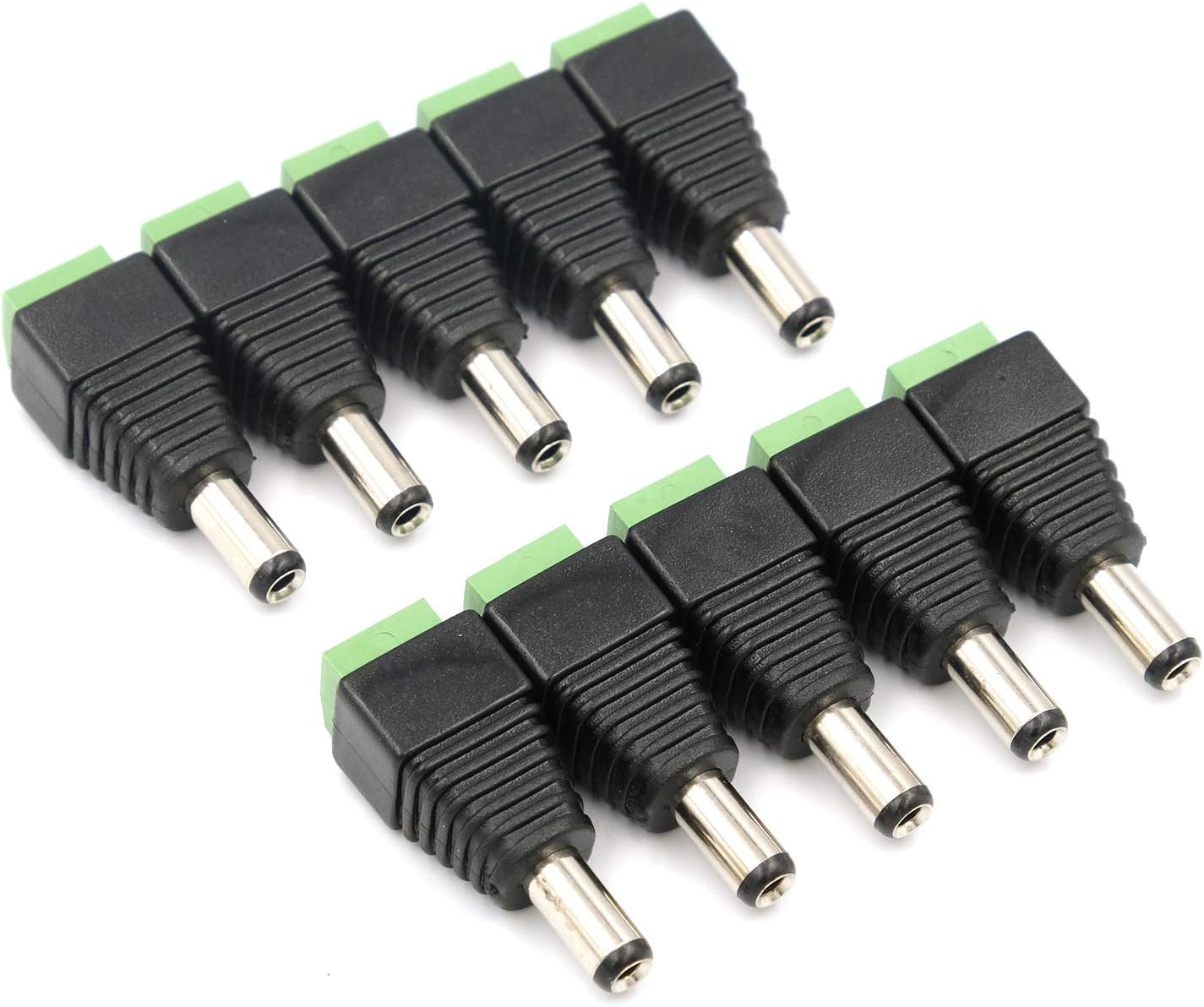 GOSONO Male Female DC Power Plug Connector 2.5 x 5.52.1x5.5 Screw Fastening Type Needn&amp;#39;t Welding DC Plug Adapter,10pcsset Male Plug Connector 2.5x5.5mm