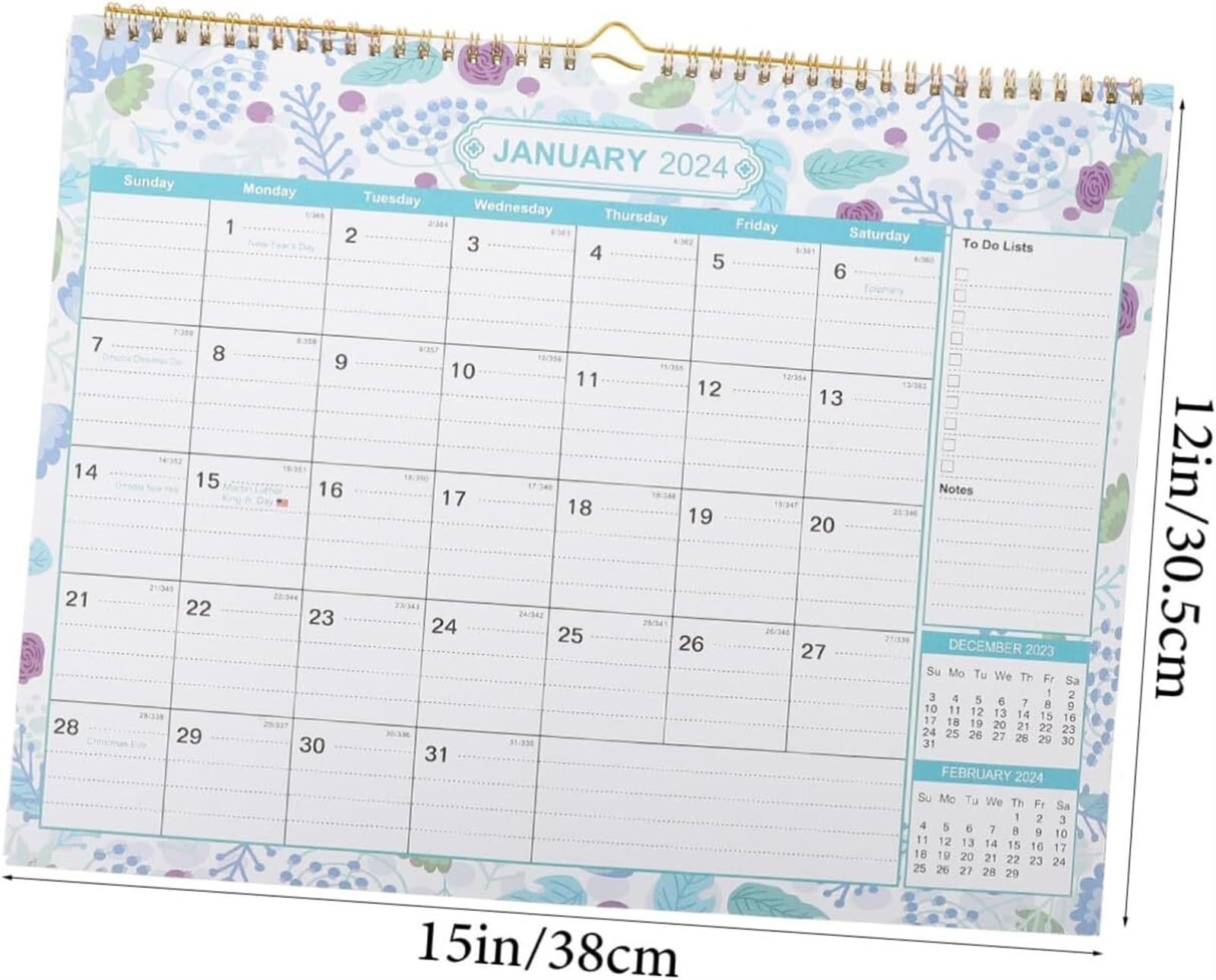 Familienplaner Kalender 2024 Wandkalender 2024 DEZ. 2024, Dickes Papier, Perfekt Für Die Planung In Schule, Büro Und Zuhause Kalender 2024 (Color : A, Size : 3pcs)