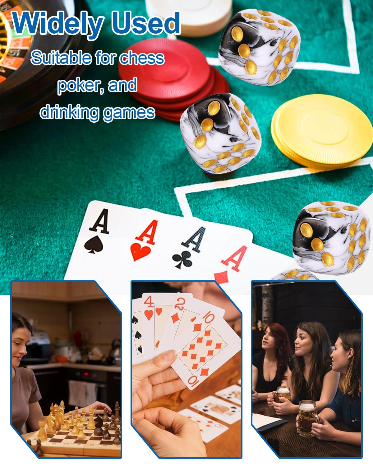 10 PCS Dadi,16mm D6 Dado Acrilici,Dadi Bianco-Nero con Borsa di Stoffa,per Giochi da Tavolo,Ruolo,Tavolo,Lezioni di Matematica