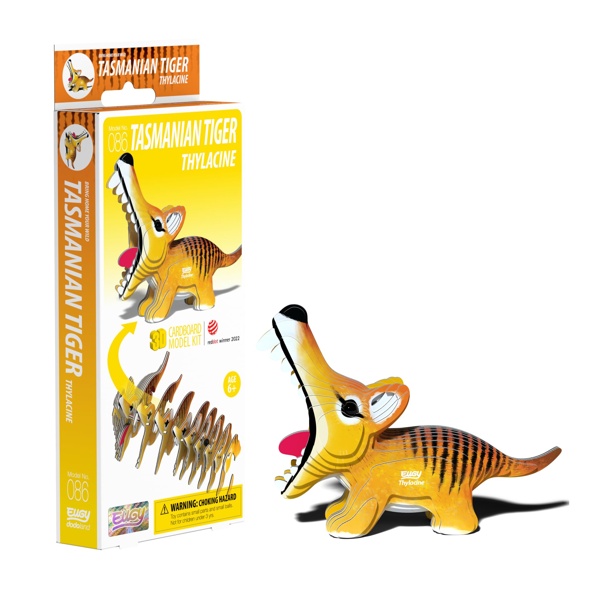 EUGY Tasmanian Tiger 3D Model Craft Kit, Orange, Small