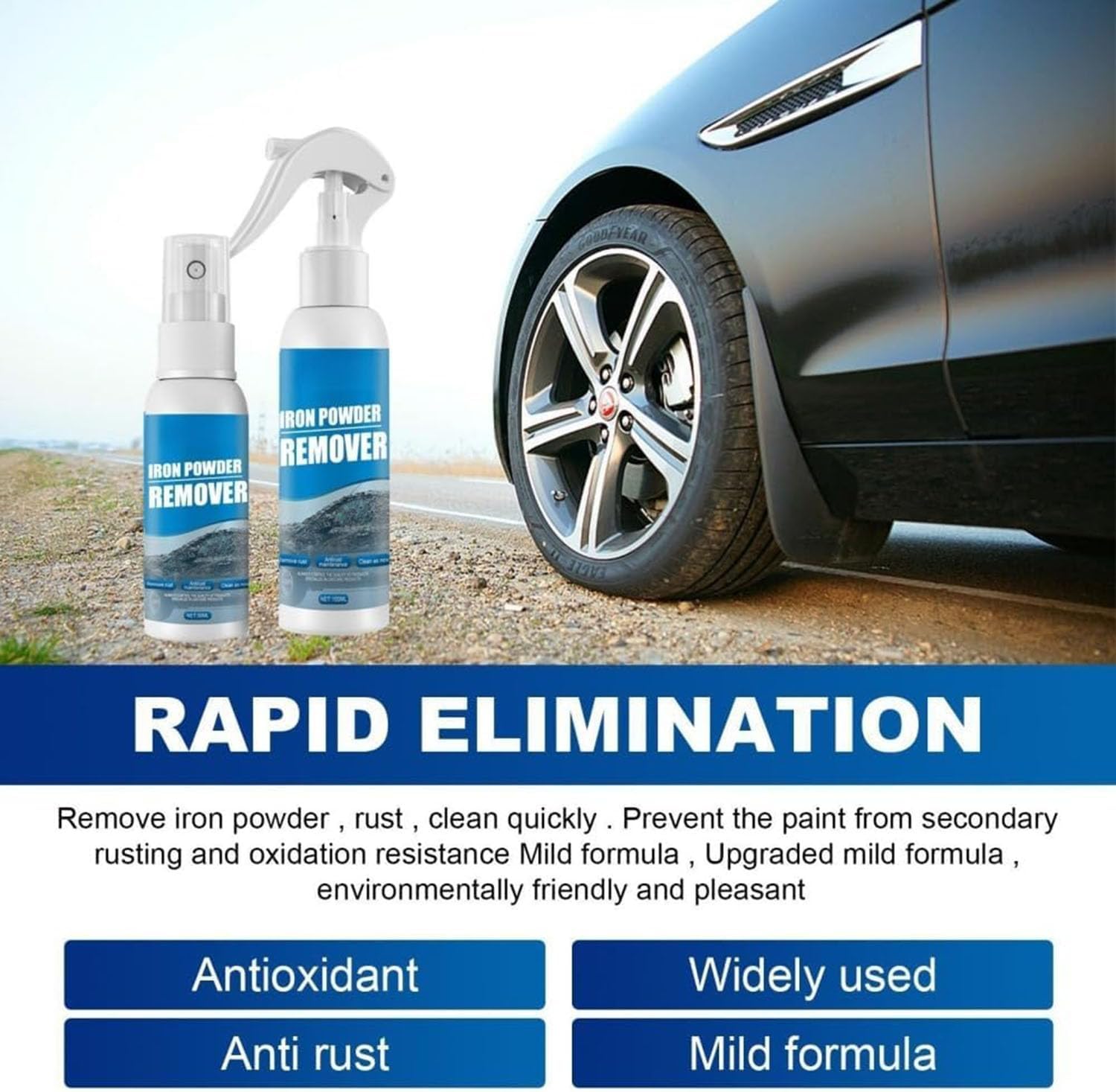 Multi-functional Quick-Acting Rust Removal Spray, Portable Rust Remover Spray for Metal, Iron Power Remover, Car 𝐑ust Removal Spra𝐲, Fast-Acting Oxidation Remove𝐫, Easy Spra𝐲 Application (3pcs)