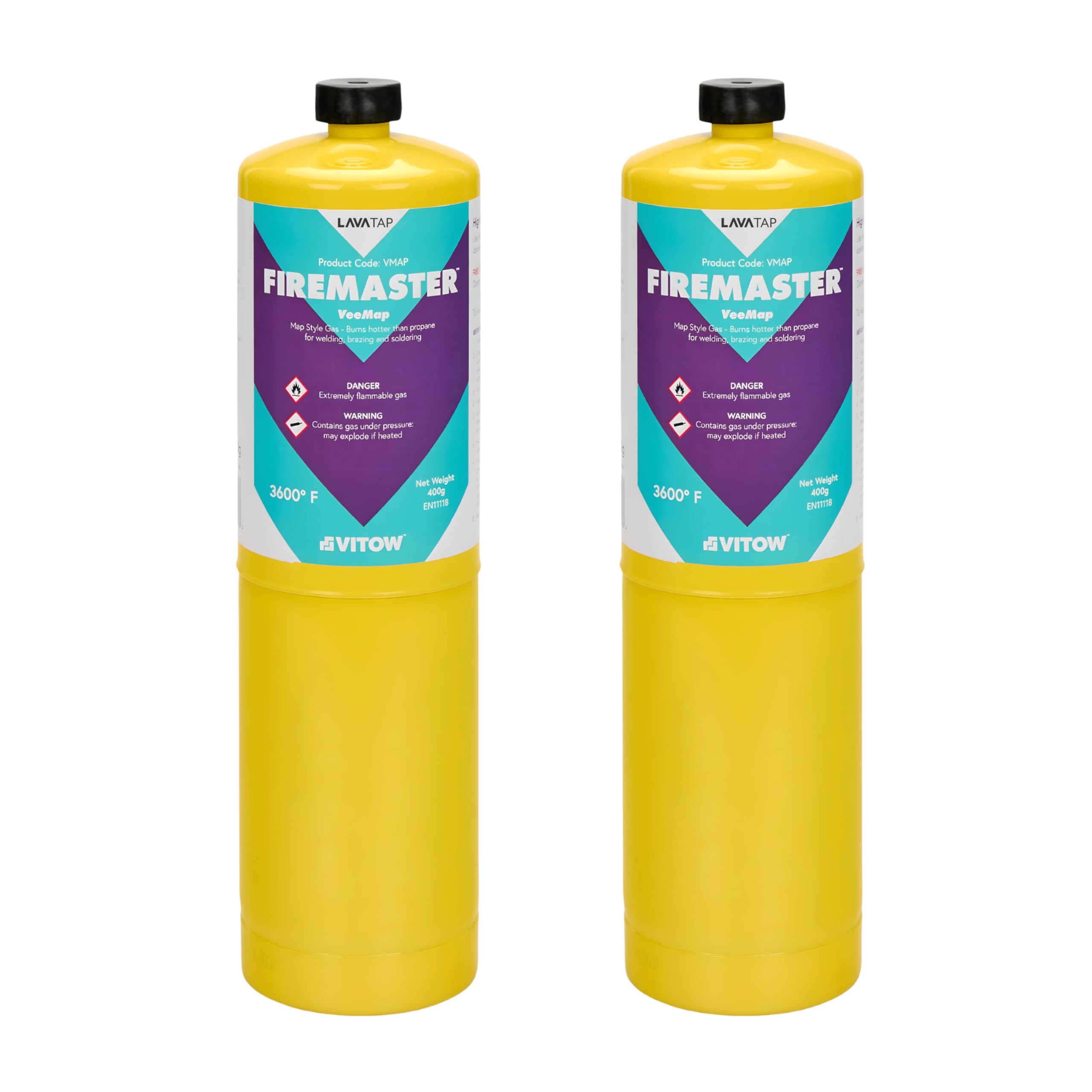 Lavatap Yellow – Firemaster Mapp Gas 400G Blow Torch Fuel For Plumbing, Brazing, Soldering, Metalwork & Heating – Hotter Than Propane – Professional Torch Gas Range (2 Units)