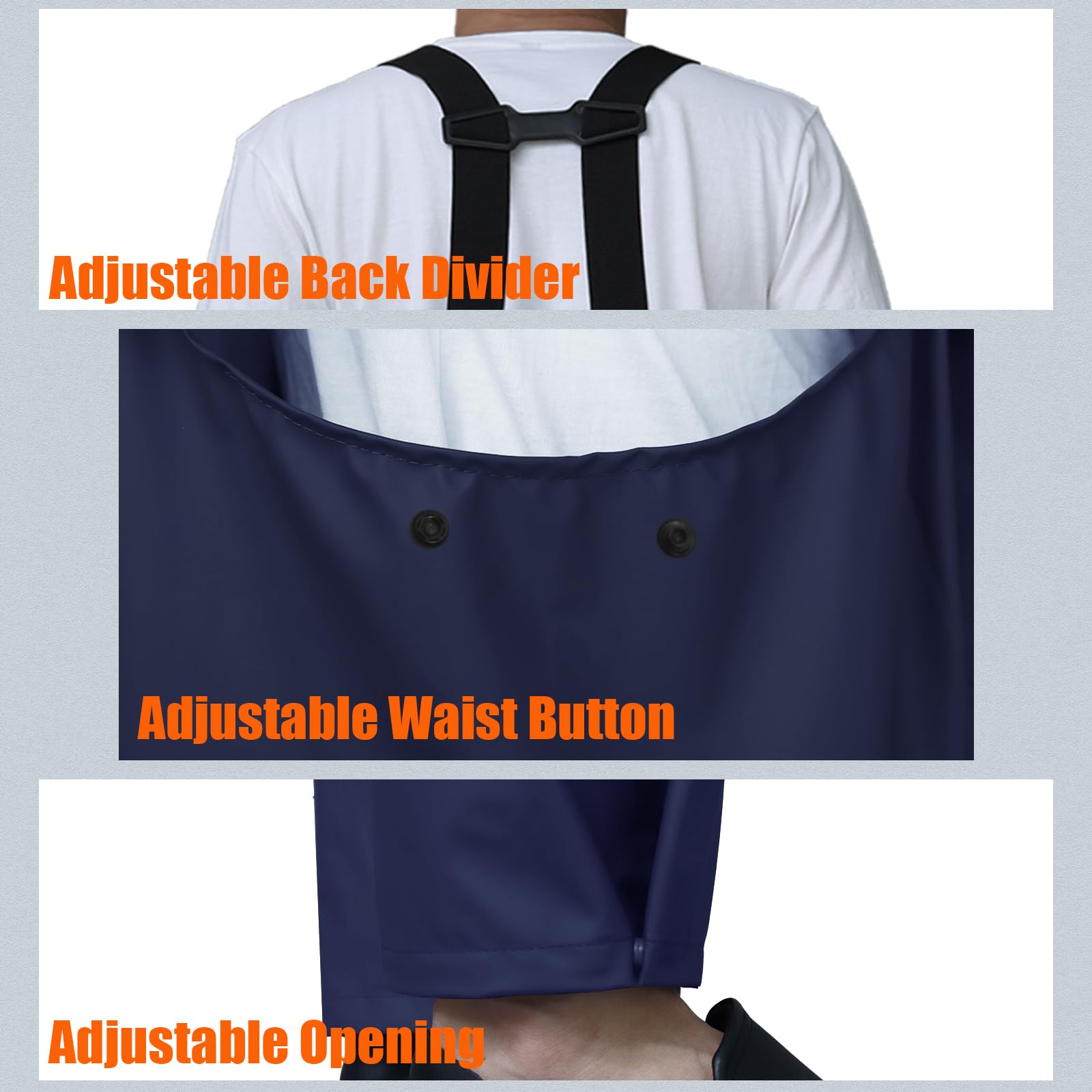 RainRider Fishing Bib Rain Pants for Men Women Workwear Heavy Duty Trousers Waterproof Work Pants Fishing Overalls(Navy,M)