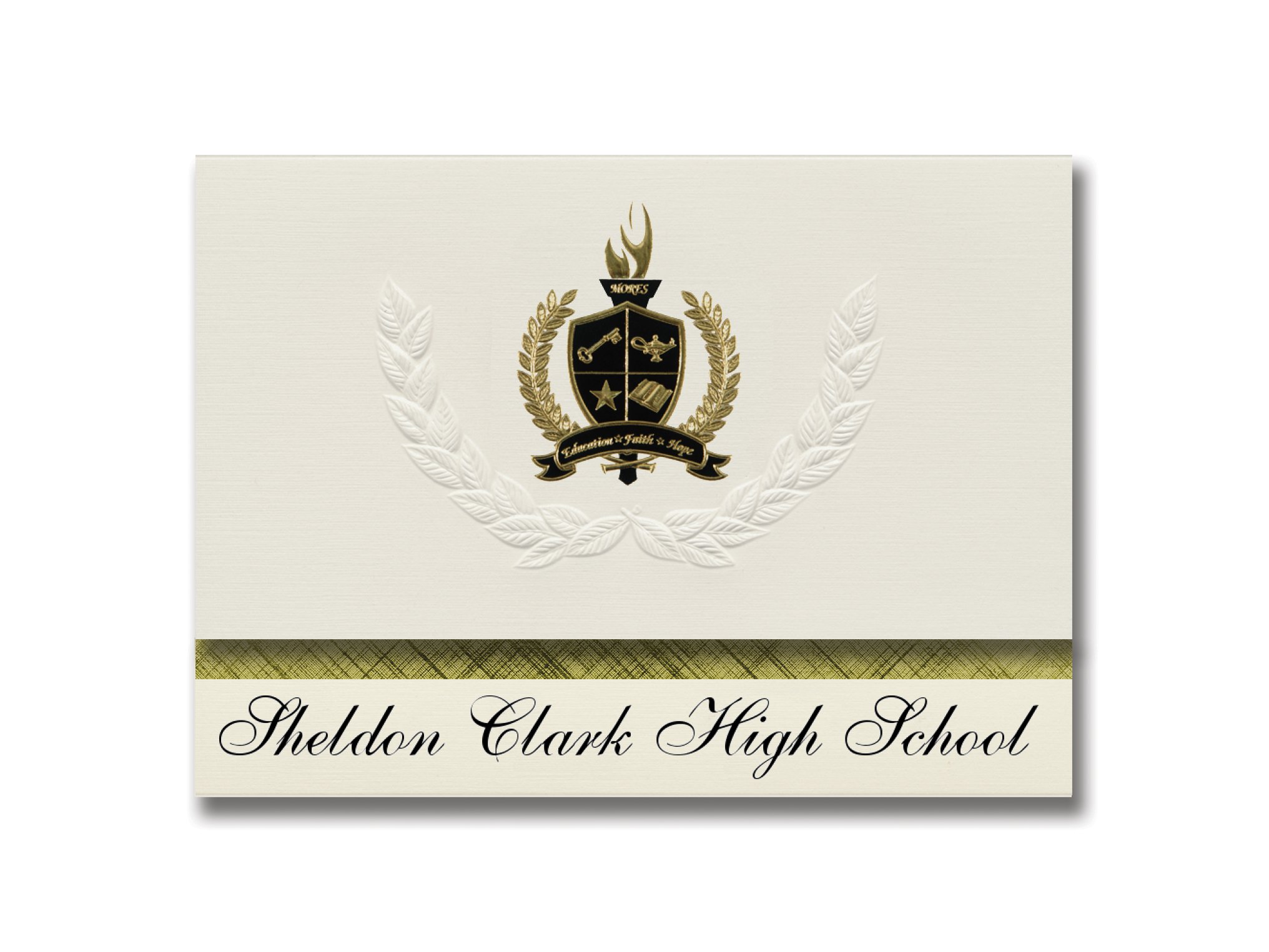 Signature Announcements Sheldon Clark High School (Inez, KY) Graduation Announcements, Presidential style, Elite package of 25 with Gold & Black Metallic Foil seal