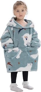 Pterygoid Wearable Blanket Hoodie for Kids,Toddler Oversized FLeece Hooded Sweatshirt with Pocket for Children Girls Boys