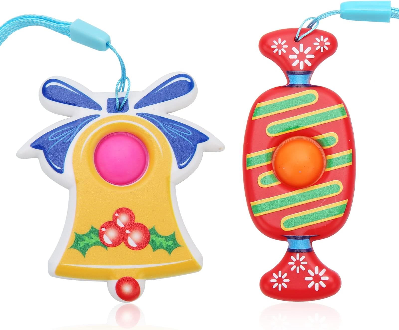 Christmas Simple Fidget Pack, 2 Pack Fidget Dimples for Christmas Party Christmas Tree Decorations with Candy and Bells Stress Relief Toys for Kids and Adults Toddlers