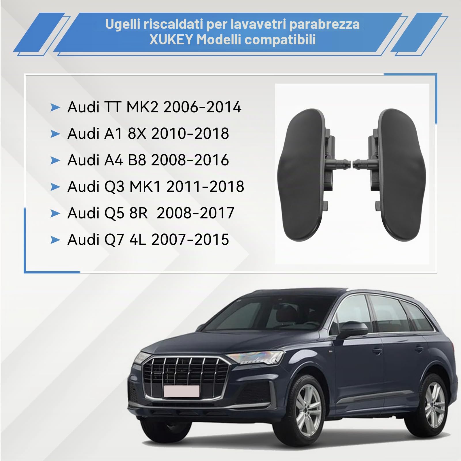 XUKEY 4GD955988 4GD955987 Ugelli per Lavavetri 2 pezzi per Audi Ugelli Lavavetri per auto Ugelli per Parabrezza Riscaldati Ugelli per Tergicristallo per Audi A4 B8