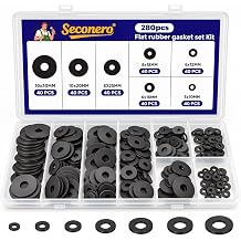 280 PCS Black Flat Rubber Washers Assorted 10/12/16/18/20/25/30mm