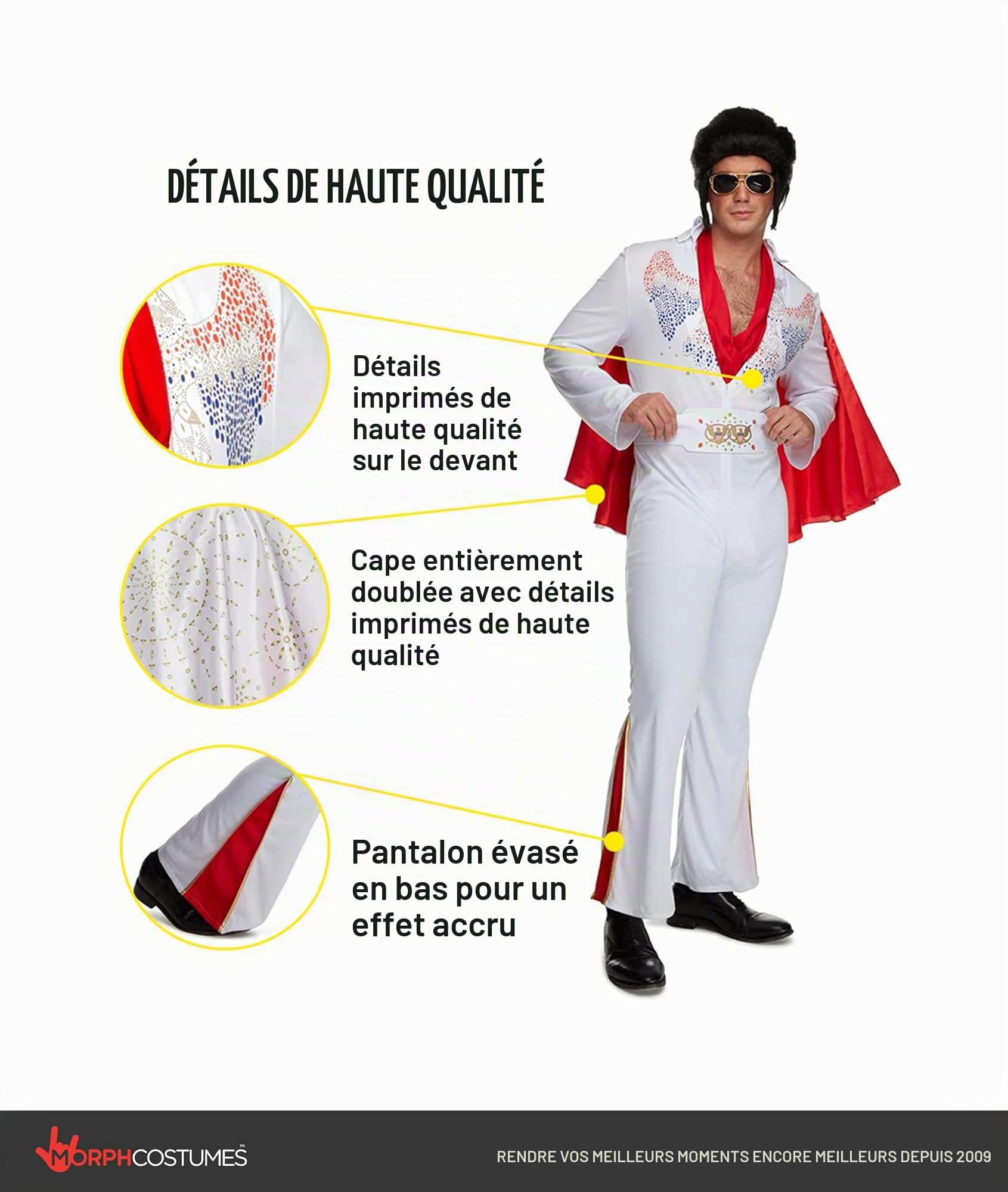 Morph Deguisement Rock Star, Déguisement Année 80 Homme, Avec 80s Perruque Homme, Halloween Deguisement Adulte