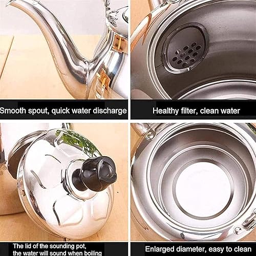 Miniatura 6 de RUTAVM Tetera moderna de acero inoxidable con mango ergonómico y mango ergonómico (color  un color, tamaño 5 L)