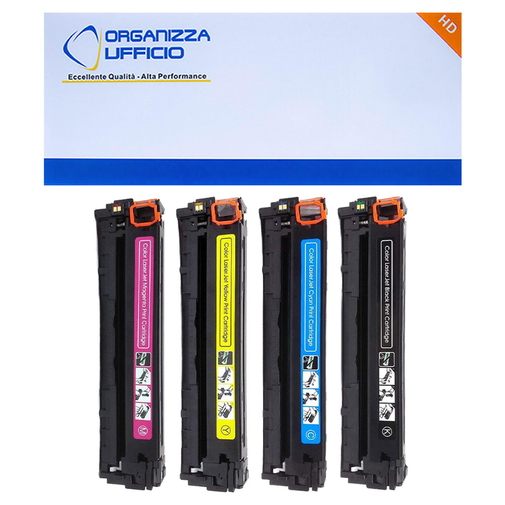 CE320A (2.000 Pagine)/CE321A/CE322A/CE323A (1.400 Pagine) KIT 4 Toner Compatibili per HP LASERJET PRO CM1415FN CM1415FNW CP1525 CP1525N CP1525NW CM1415 CM1415FN CM1415FNW