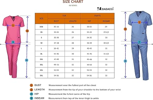 Miniatura 7 de Dagacci Juego de uniformes médicos para mujeres y hombres, juego de camiseta y pantalones quirúrgicos