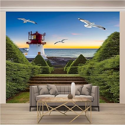 Amazon Ymxmyj 写真の壁紙3d 森と灯台 壁紙海の景色の壁画リビングルームのソファベッドルームテレビの背景壁紙の壁紙 サイズ 350 X 256cm Diy 工具 ガーデン