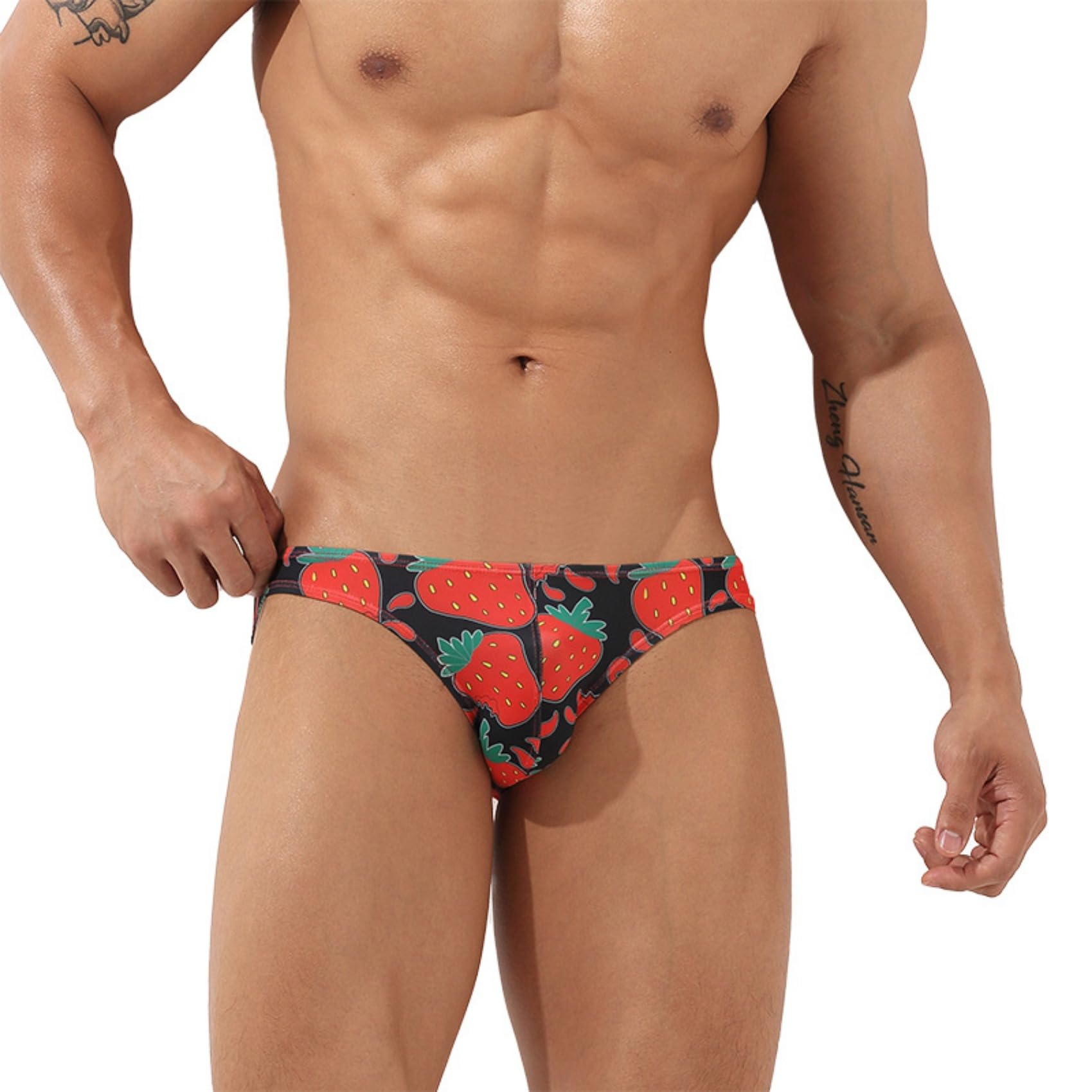 Men's Briefs - Low-rise Printed Soft Breathable Cotton Triangle Underwear Men's Printed Brief