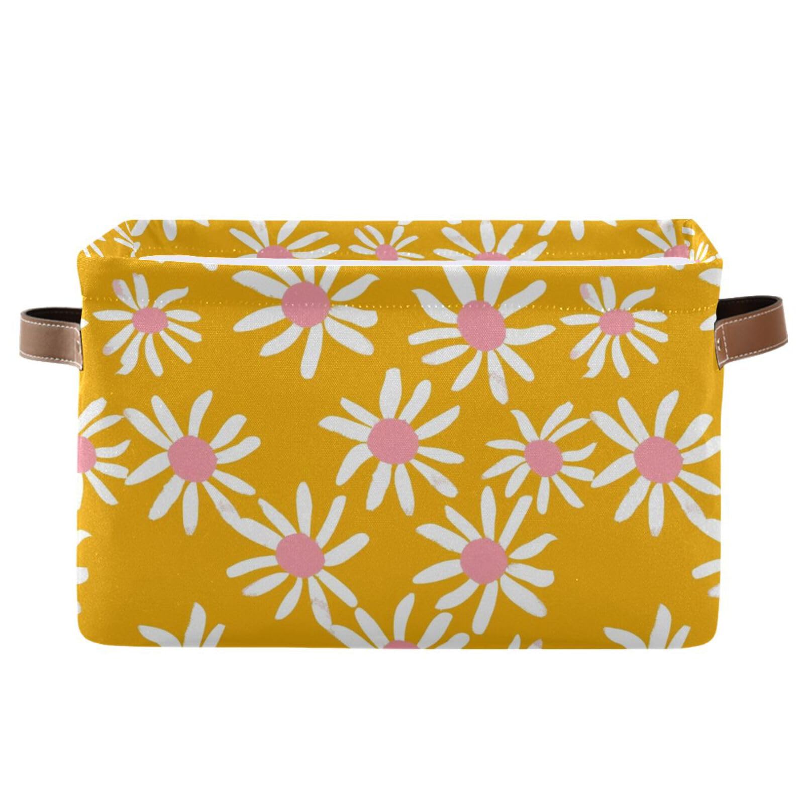 Panier de rangement pour vêtements KLL bacs pliables déco jaune pour chambre