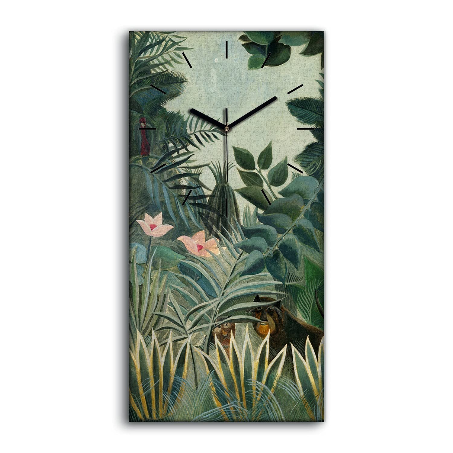 Horloge sur Toile Art Mural Haut de Gamme Moderne Salon Tableau Jungle Luxe