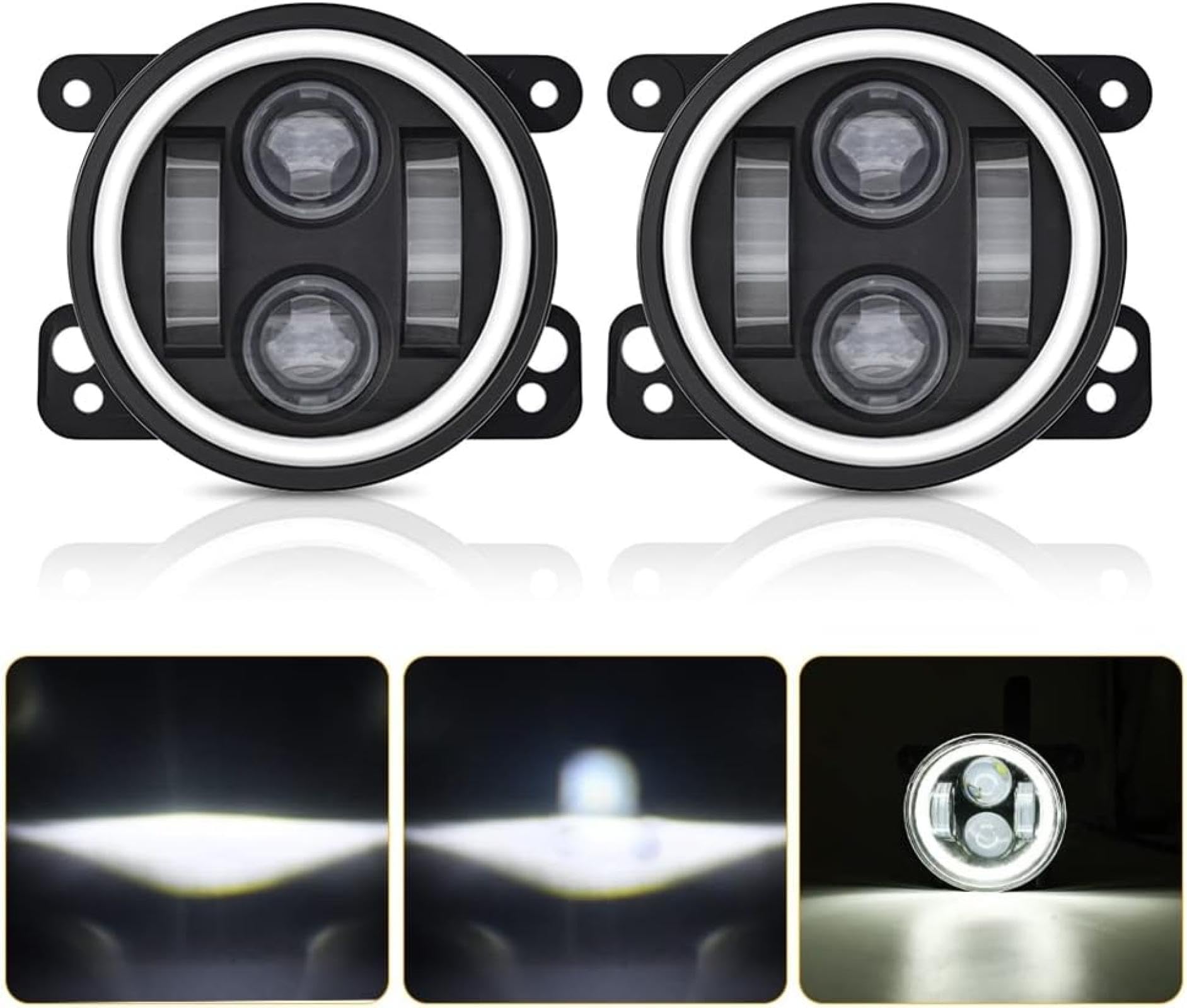 Mistlampen 4-calowe światło przeciwmgielne Angel Eyes Wymiana przedniego światła przeciwmgielnego samochodu Lampa samochodowa DRL Lampa przeciwmgielna do jazdy Dla Offroad 4X4
