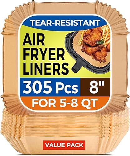 Miniatura 10 de Forros de papel desechables para freidora de aire de 8 pulgadas, máximo XL, grandes forros de papel desechables para freidora de aire, 100 hojas de