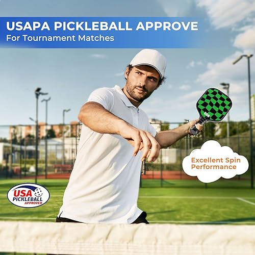 Miniatura 2 de Juego de 2 palas de pickleball aprobadas por USAPA, 4 palas de pickleball, 4 bolas y 1 bolsa de transporte, juego de pickleball estético para