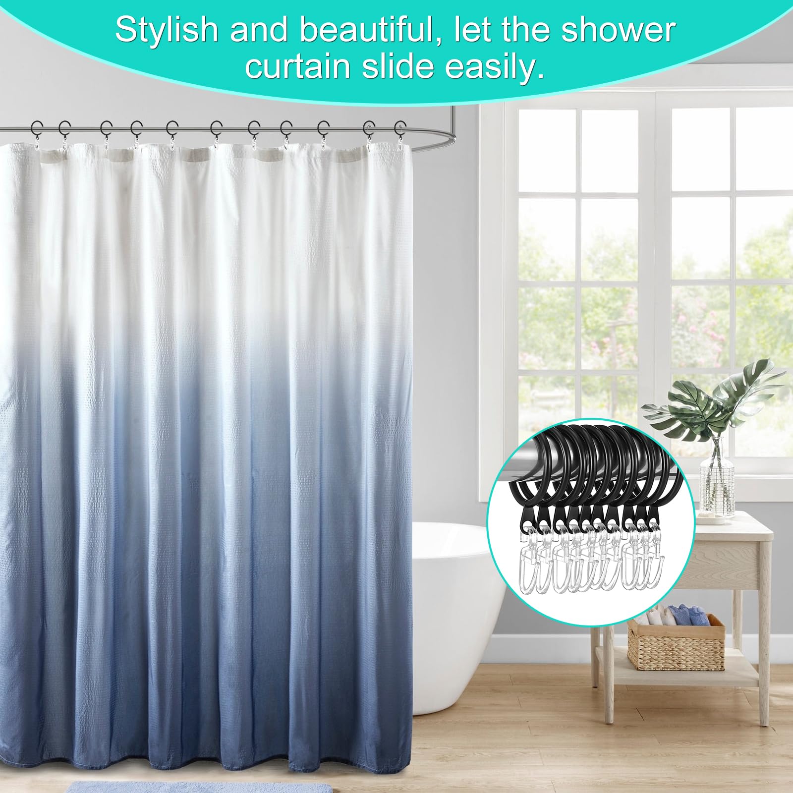 Anneaux Pour Rideaux Avec Crochet - Lot De 50, Fer Noir, Diamètre Intérieur 30 Mm - Pour Salon, Chambre, Salle De Bain !