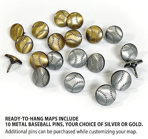 Miniatura 5 de Holy Cow Canvas Personalized Canvas Baseball Stadium Map Tracker with Pins Includes Push Pins, Baseball Parks Bucket List, Customized Baseball Gift