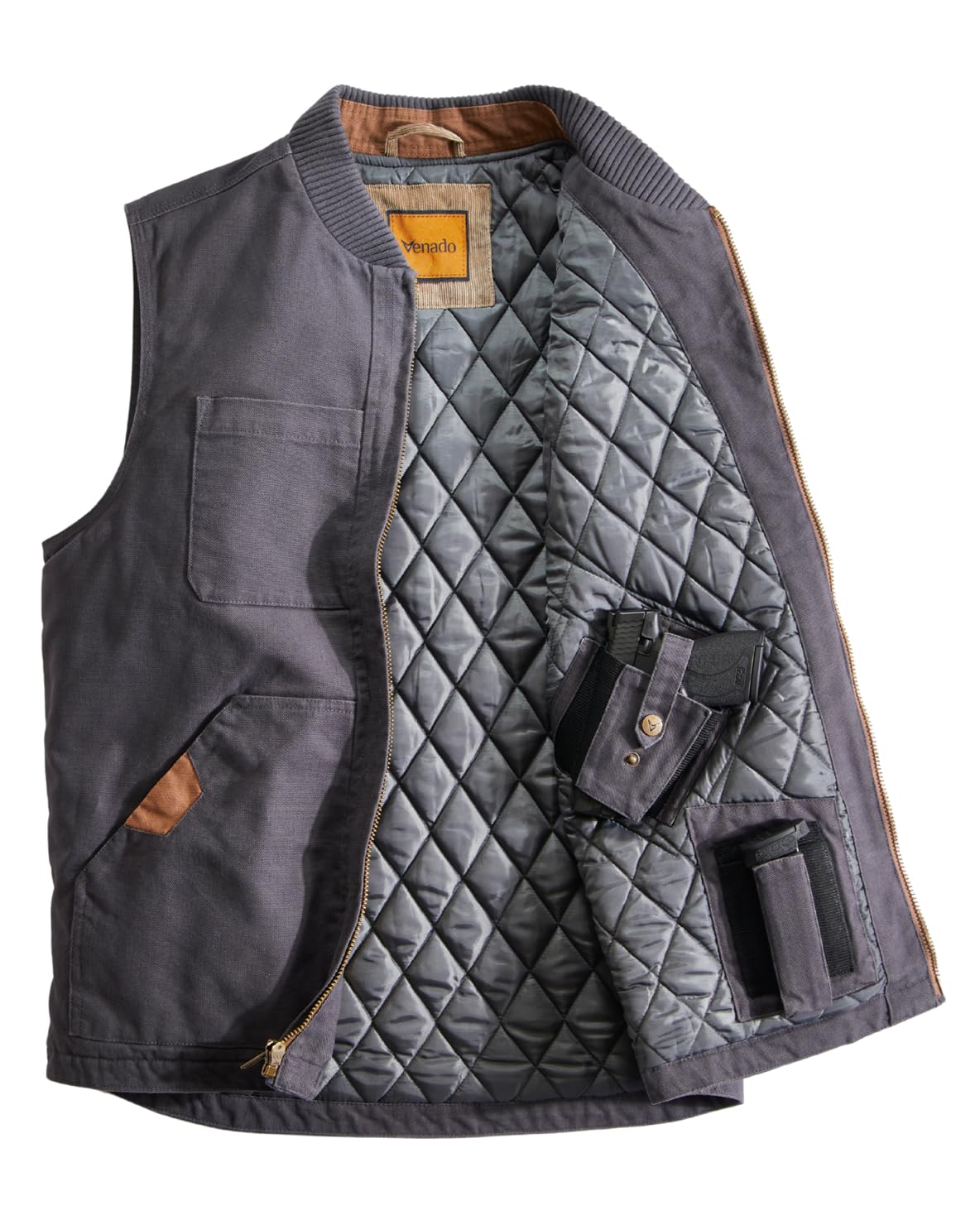 Venado Concealed Carry Vest for Men - Built-in Left and Right Handed Holster (Gun Metal, Medium)