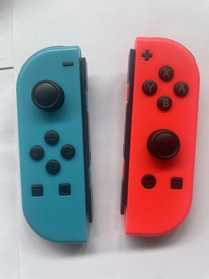 Controle de substituição para Nintendo Switch, alternativas para esquerdo e direito, vibração ajustável e luz de LED com suporte de aderência (Vermelho e azul com luzes)