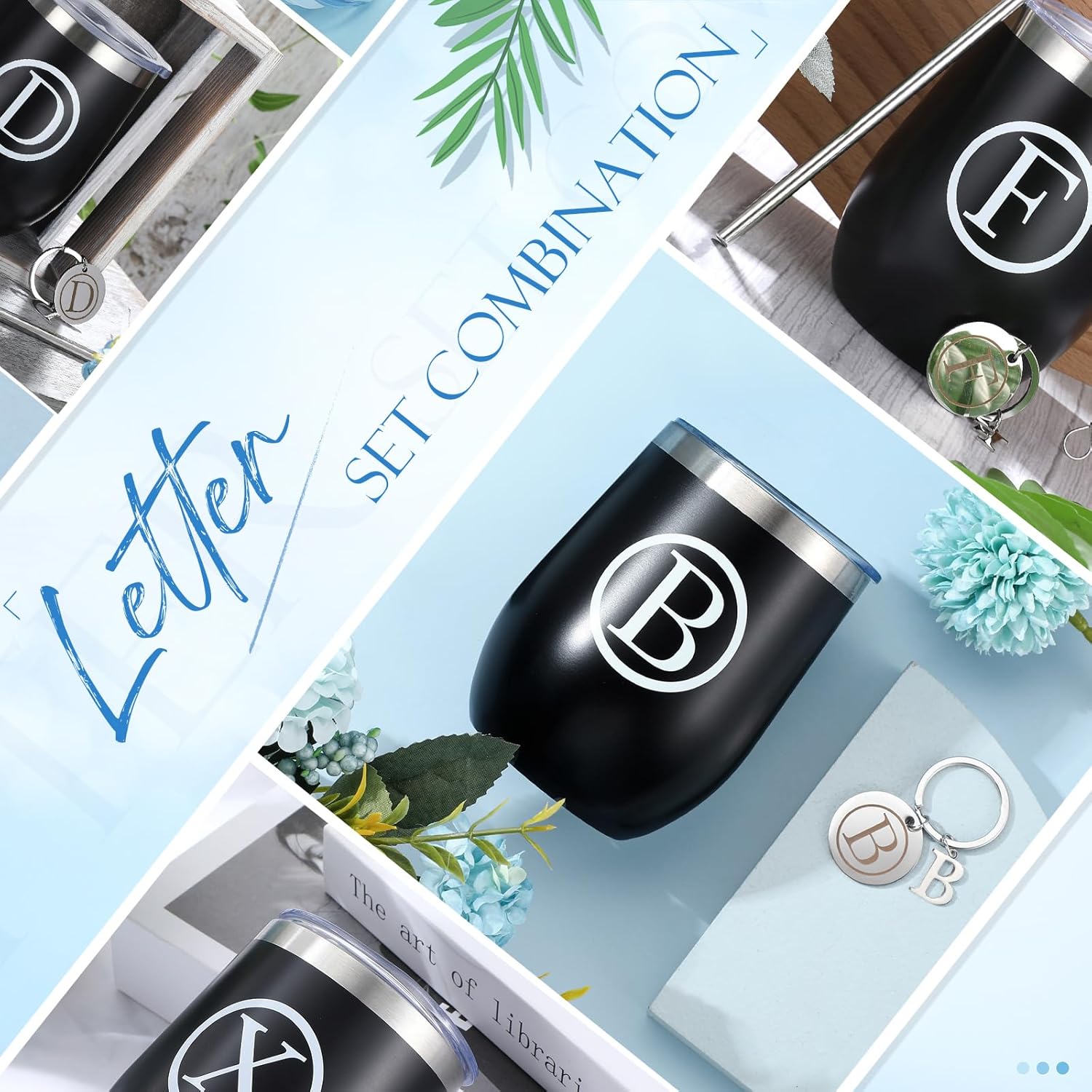 Dandat Personalized Wine Tumbler Cup with Keychain 12oz Black Stainless Steel Travel Mug with Lid Straw for Employee Teacher Coworker Nurse Volunteer Appreciation Gifts(C Style) - Image 7