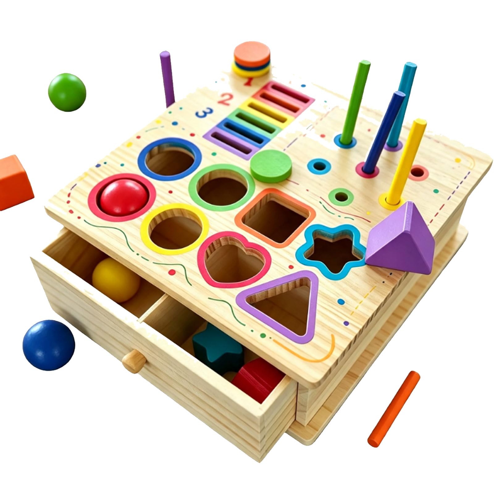 Drewniana skrzynka Montessori do sortowania kształtów