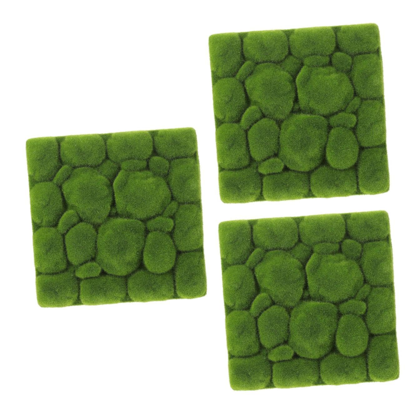Toyvian 3 Pezzi Pannello di Muschio Artificiale Finto 30X30 CM per Decorazione Murale Fai da Te, Pannello di Piante Finte per Arredamento Casa e Ufficio, Simulazione di Muschio Naturale