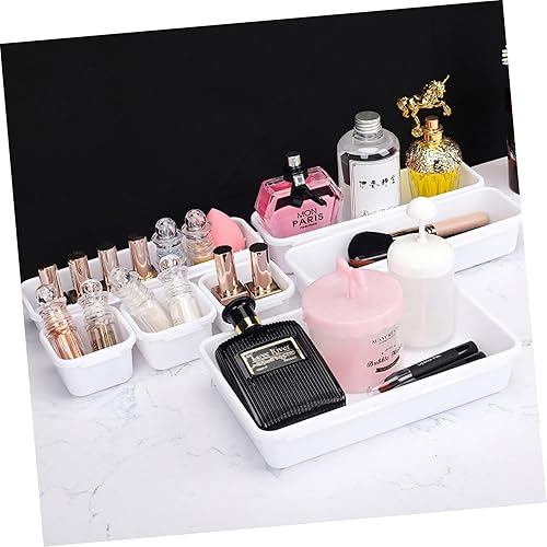 Miniatura 2 de Cabilock Práctico divisor de almacenamiento para oficina en casa, caja de almacenamiento blanca, estuche de plástico para cosméticos