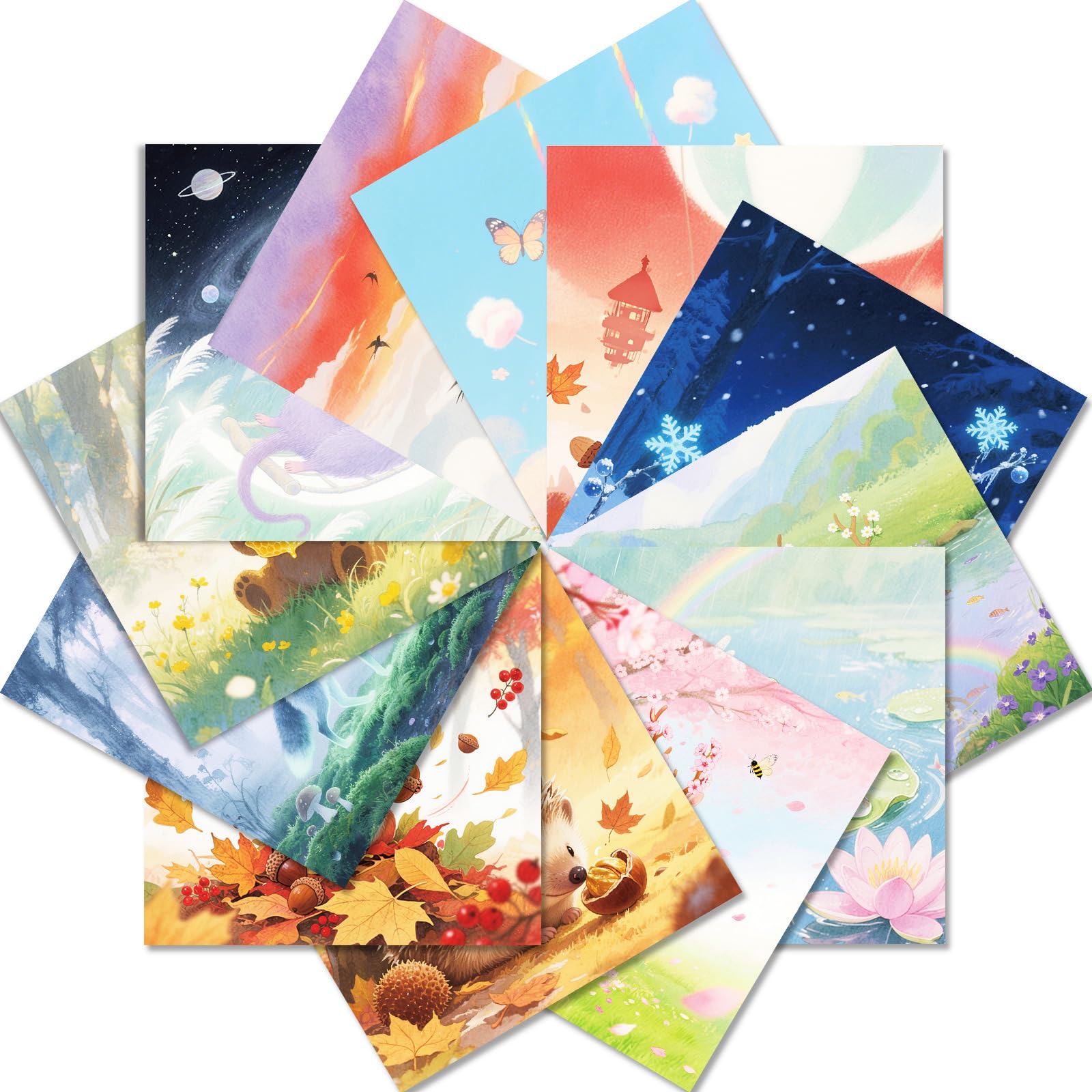 BRTNUP 24 Sheets Scrapbook Paper, 6"x6" Decoupage Paper Sheets Cute Animal Watercolor Pattern Papers Decorative Papers for Card Making Scrapbooking Journaling DIY Crafting Origami (Multicolor N)