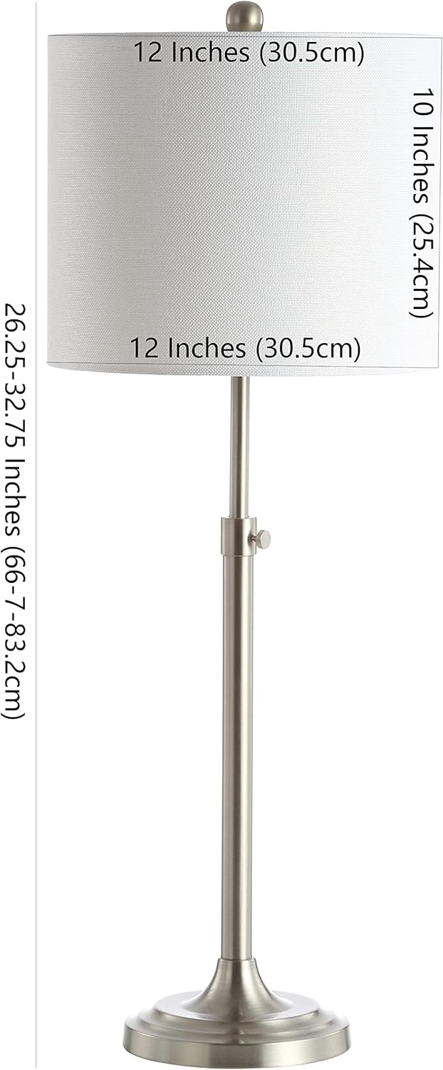 SAFAVIEH Lighting Collection Westin Brush Nickel 26-33-inch Adjustable Bedroom Living Room Home Office Desk Nightstand Table Lamp (LED Bulb Included)