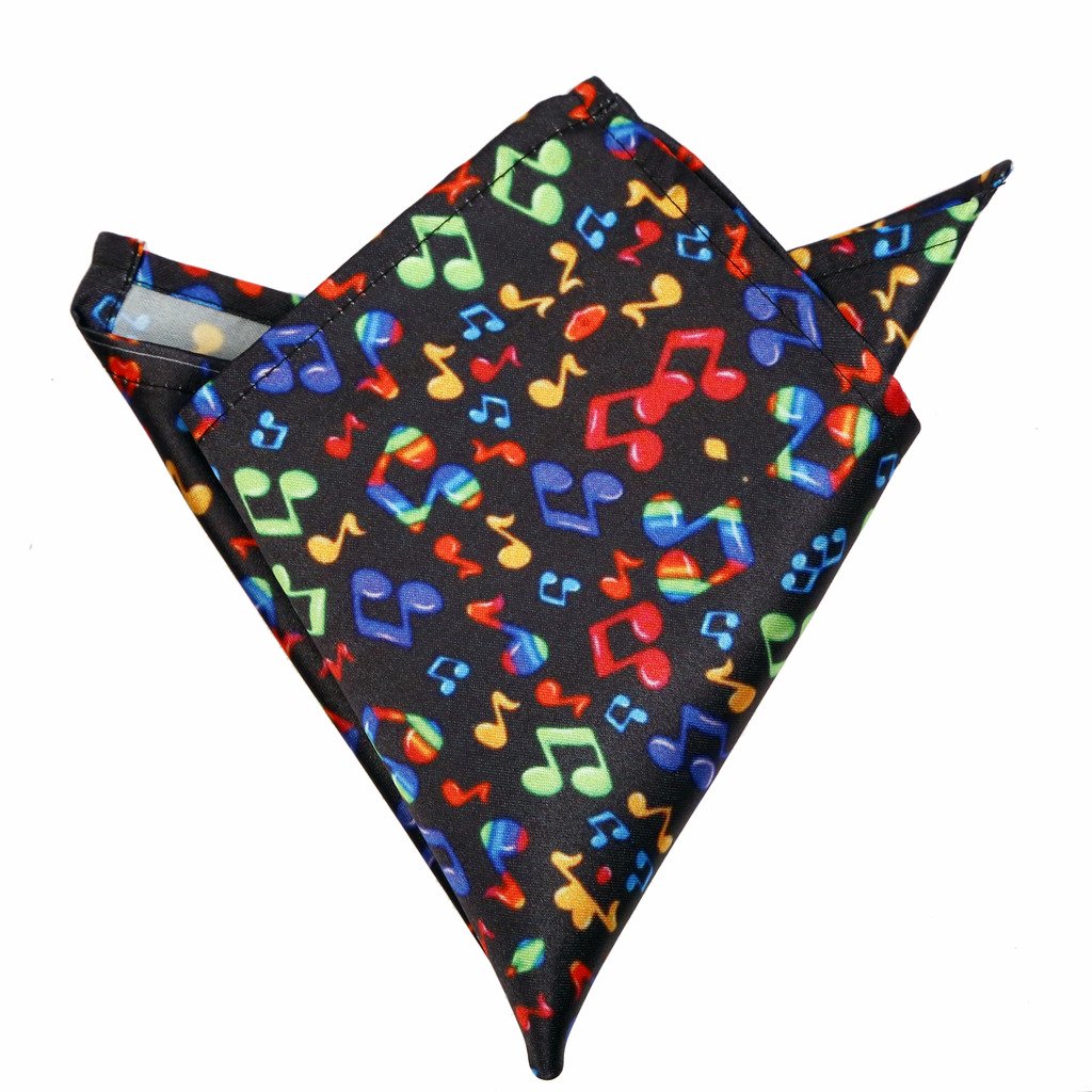 Musical Notes Black Printed Pocket Square-image-49