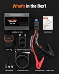 WOLFBOX 2000A Car Battery Booster Jump Starter with 150PSI Air Compressor, 12V Car Jump Starter for 5L Gas Engines, 37Wh Portable Tire Inflator with LED Display, Emergency Light, Jumper Cables
