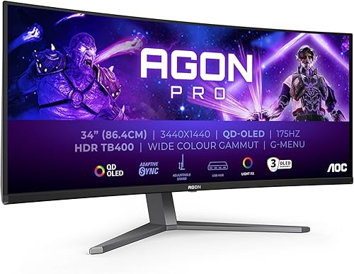 AOC Moniteur Incurvé, AG346UCDAM 34 Pouce 175Hz QD-OLED D… - 1