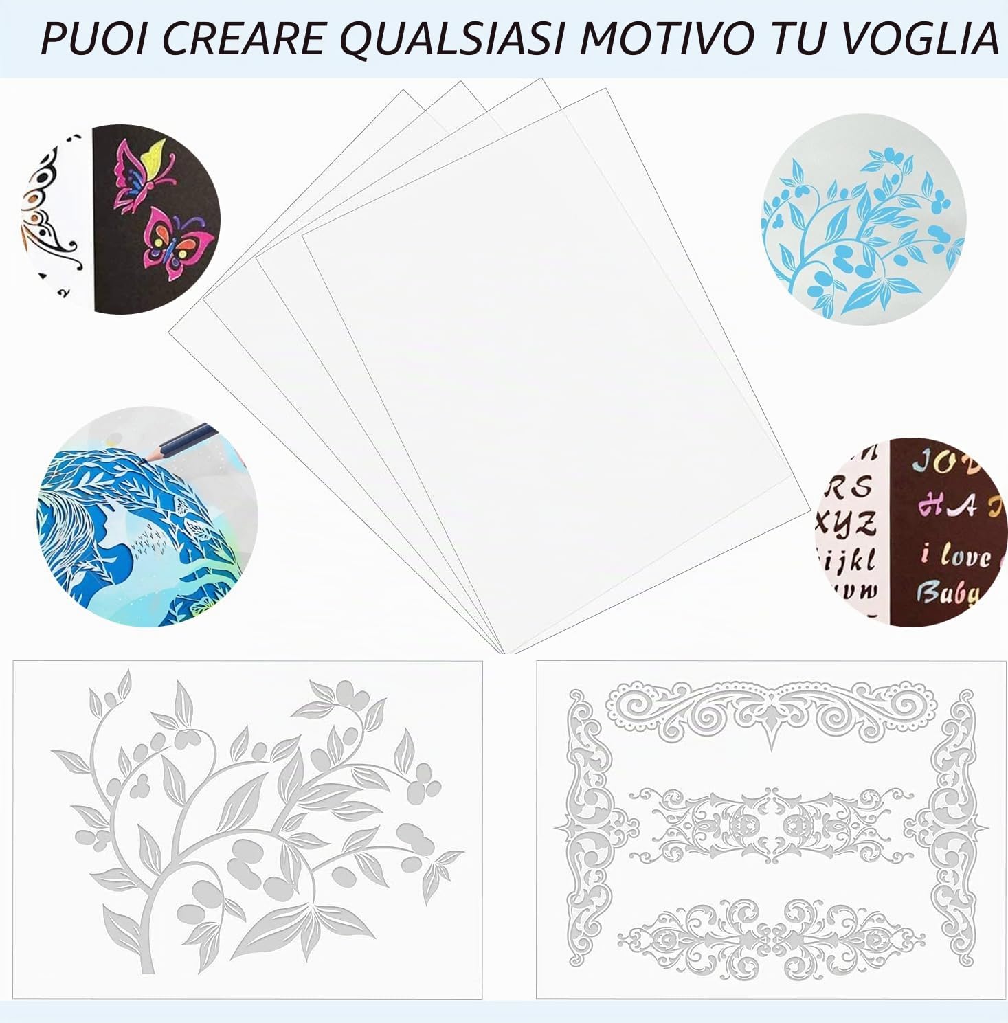 20 Pcs Fogli Vuoti per Stencil 7 mil da 30,5x61cm Fogli Plastica Trasparente Fogli Vuoti per Stencil Mylar Stencil Sheets per Creare Modelli di Taglio e Stencil, Taglio di Stencil DIY